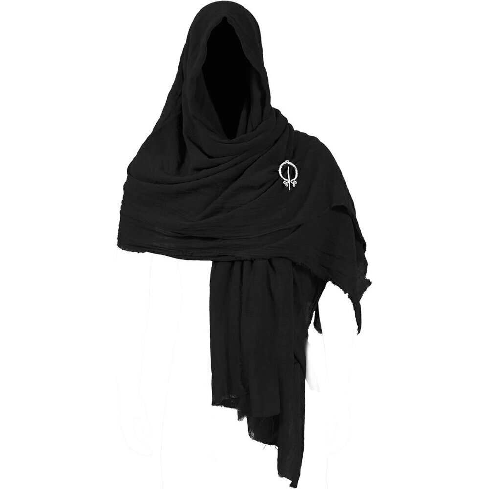Medieval Hooded Shawl Linen Cotton 85x50 Inch Unisex Costume Accessory